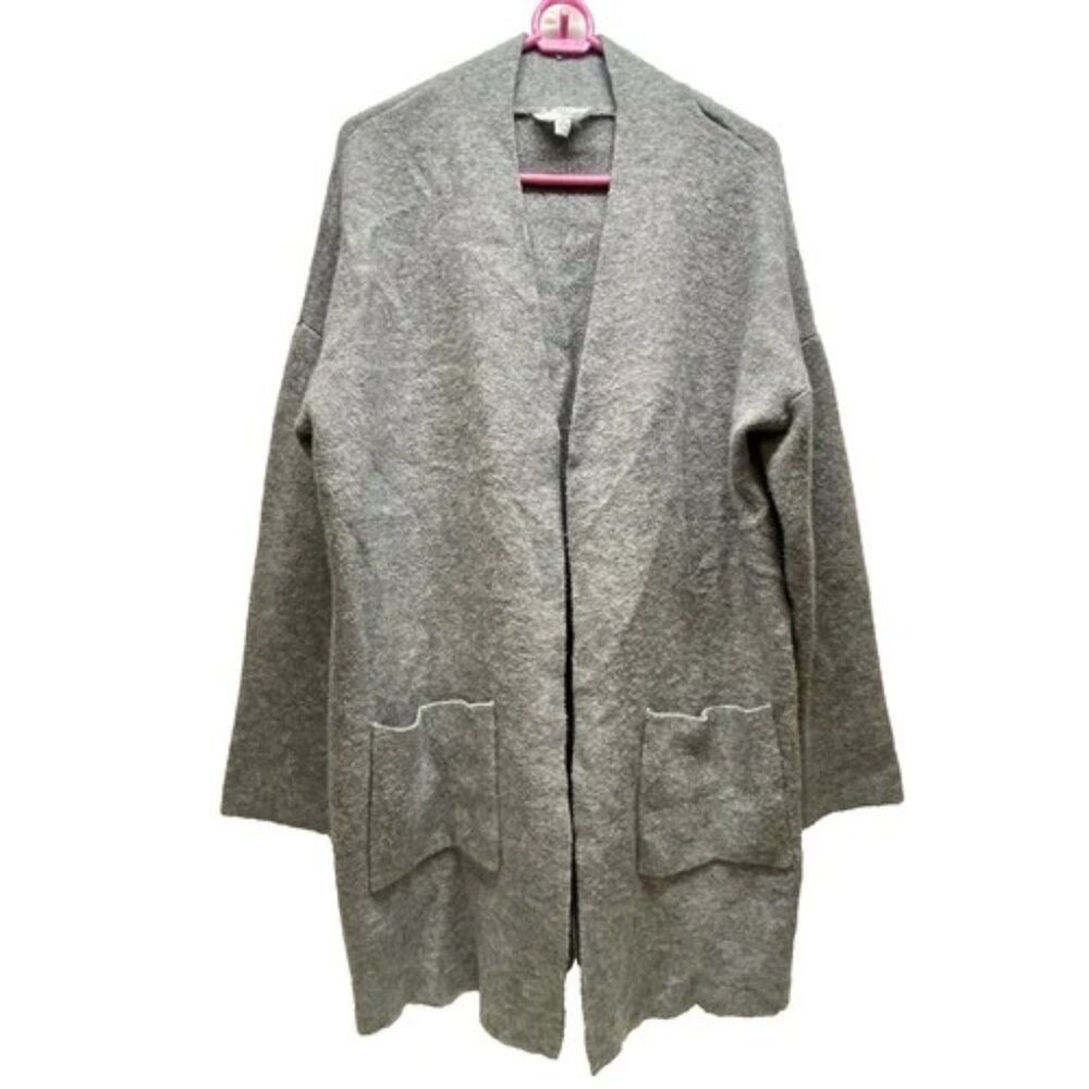 Time And Tru Open‎ Front Cardigan Women's XL Grey Heather Knit Sweater + Pockets
